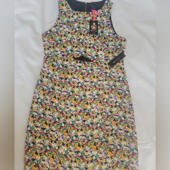 I LOVE RONSON Camilla Flora Floral Midi Size 12 Dress With Midriff Cutout - Picture 6 of 10